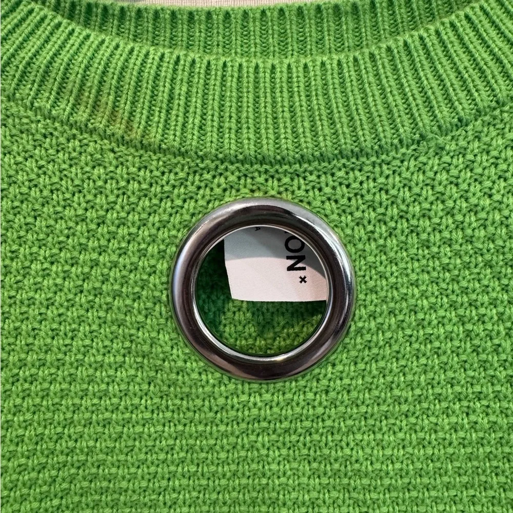 ASOS Bright Green Knit Sweater with Metal Ring Detail